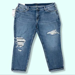 Silver Slim Mid Rise Boyfriend Jeans Size 22 x 27